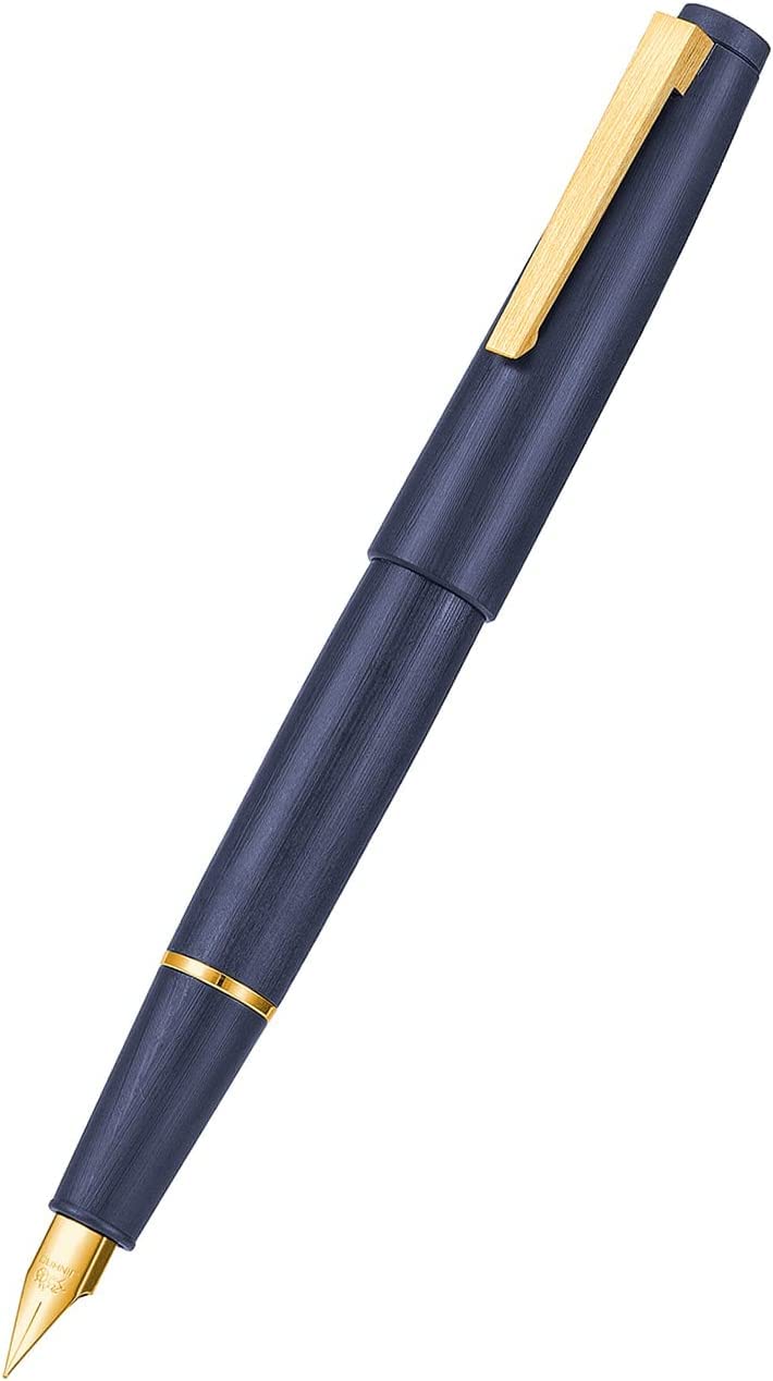 Jinhao 80 Denim Blue Fiber Brushed Fountain Pen, Iridium Extra Fine & Fine Gold Nib with Ink Converter (Gold Clip) - Image 3