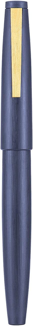 Jinhao 80 Denim Blue Fiber Brushed Fountain Pen, Iridium Extra Fine & Fine Gold Nib with Ink Converter (Gold Clip) - Image 7