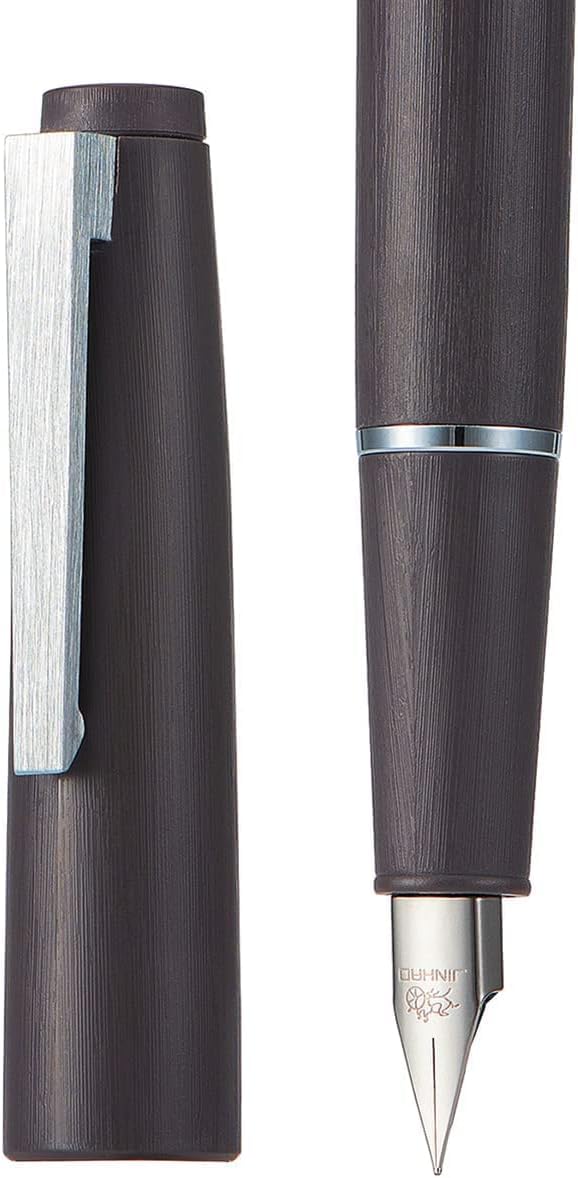 Jinhao 80 Grey Fiber Brushed Fountain Pen, Iridium Fine and Silver Nib with Ink Converter (Silver Clip) - Image 4