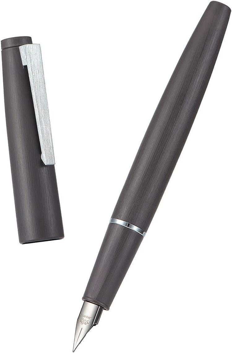 Jinhao 80 Grey Fiber Brushed Fountain Pen, Iridium Fine and Silver Nib with Ink Converter (Silver Clip) - Image 6