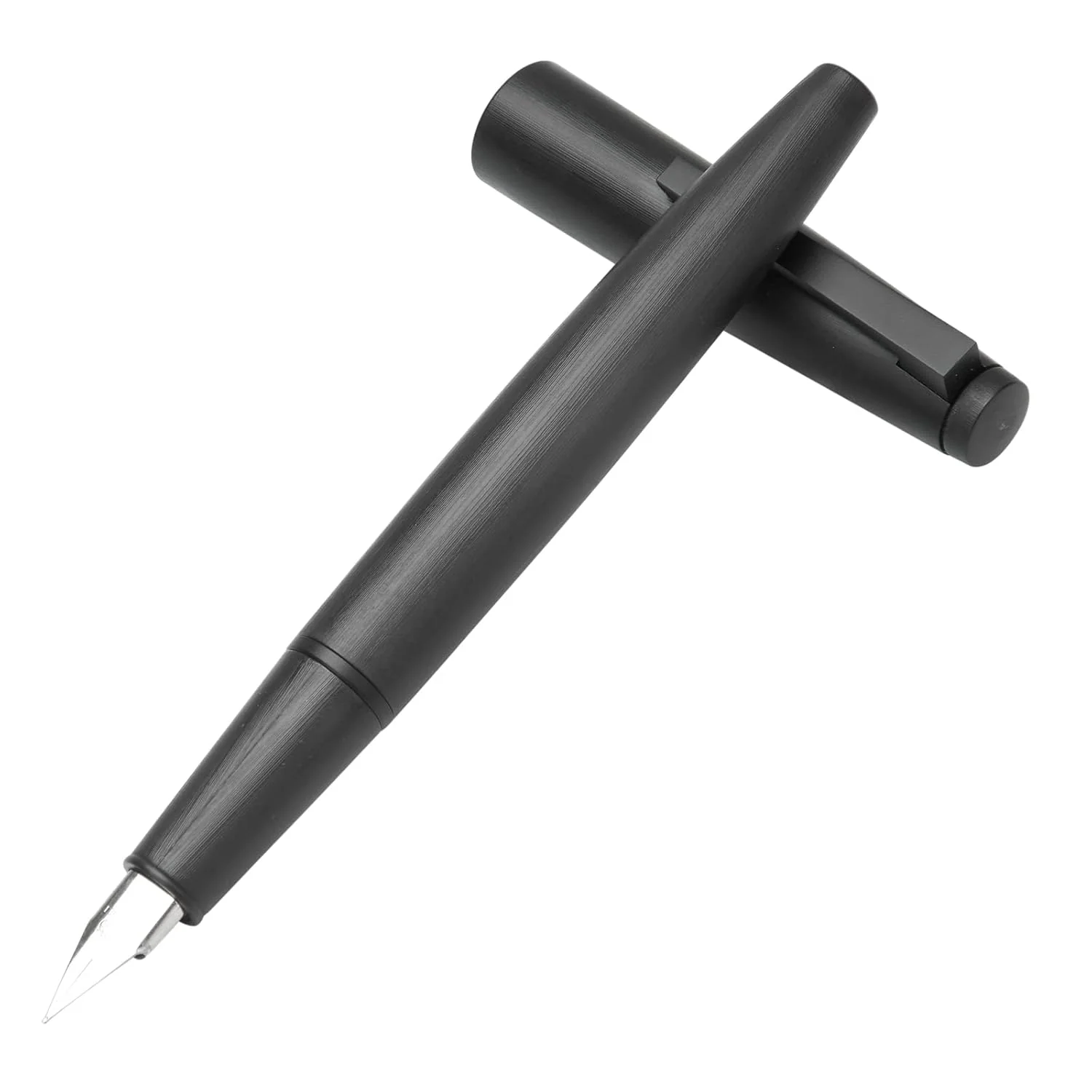 Jinhao 80 Matt Black Fiber Brushed Fountain Pen, Iridium Fine Nib, Black Clip with Ink Converter - Image 3