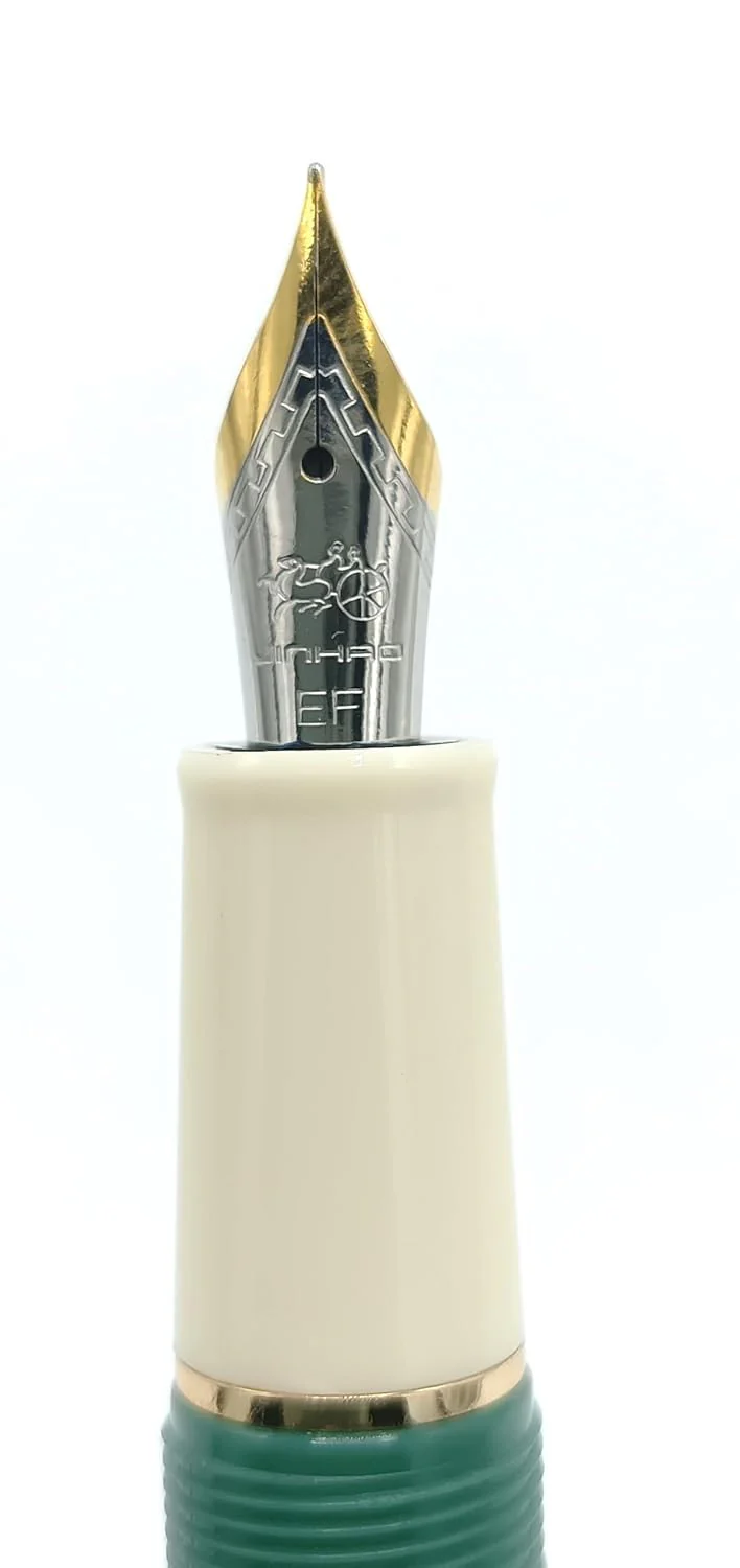 Jinhao 82 Green Mini Fountain Pen With Extra Fine, Smooth Writing Pocket Pen, Gold Trim, Acrylic Green, Includes Converter - Image 3