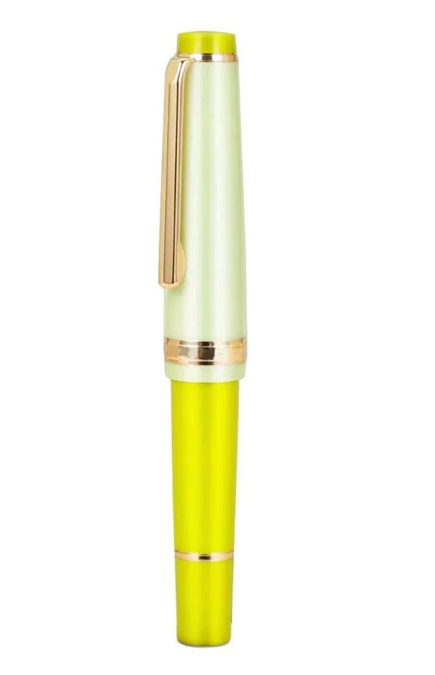 Jinhao 82 Mini Fountain Pen , Smooth Writing Pocket Pen, Gold Trim, Acrylic Lemon Yellow, Includes Converter - Image 2