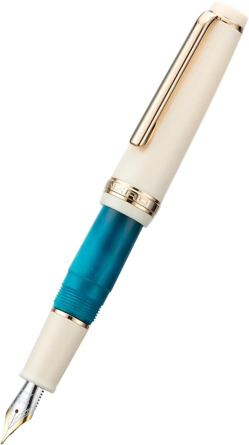 Jinhao 82 Mini Fountain Pen , Smooth Writing Pocket Pen, Gold Trim, Acrylic Peacock Blue, Includes Converter - Image 4
