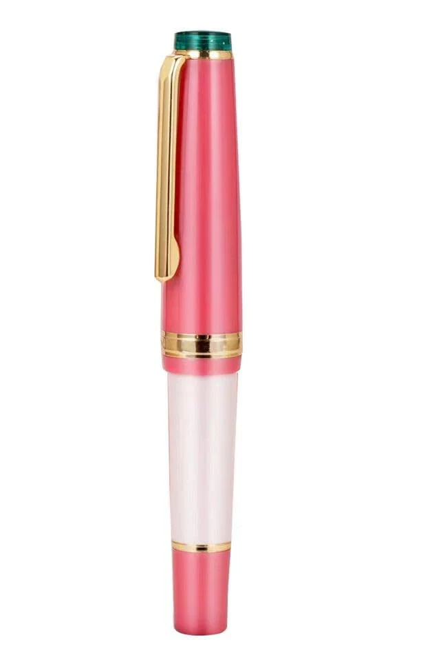 Jinhao 82 Mini Fountain Pen , Smooth Writing Pocket Pen, Gold Trim, Acrylic Pink, Includes Converter - Image 2
