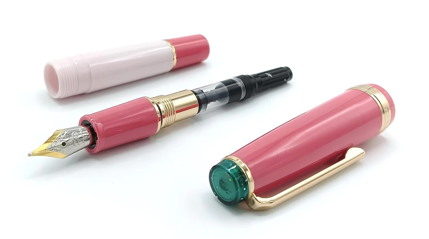 Jinhao 82 Mini Fountain Pen , Smooth Writing Pocket Pen, Gold Trim, Acrylic Pink, Includes Converter - Image 3