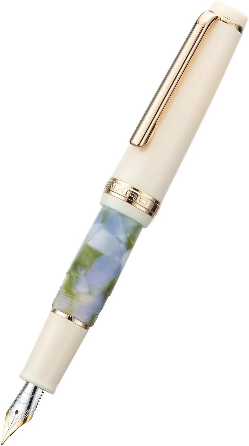 Jinhao 82 Mini Fountain Pen , Smooth Writing Pocket Pen, Gold Trim, Acrylic Purple-Green, Includes Converter - Image 3
