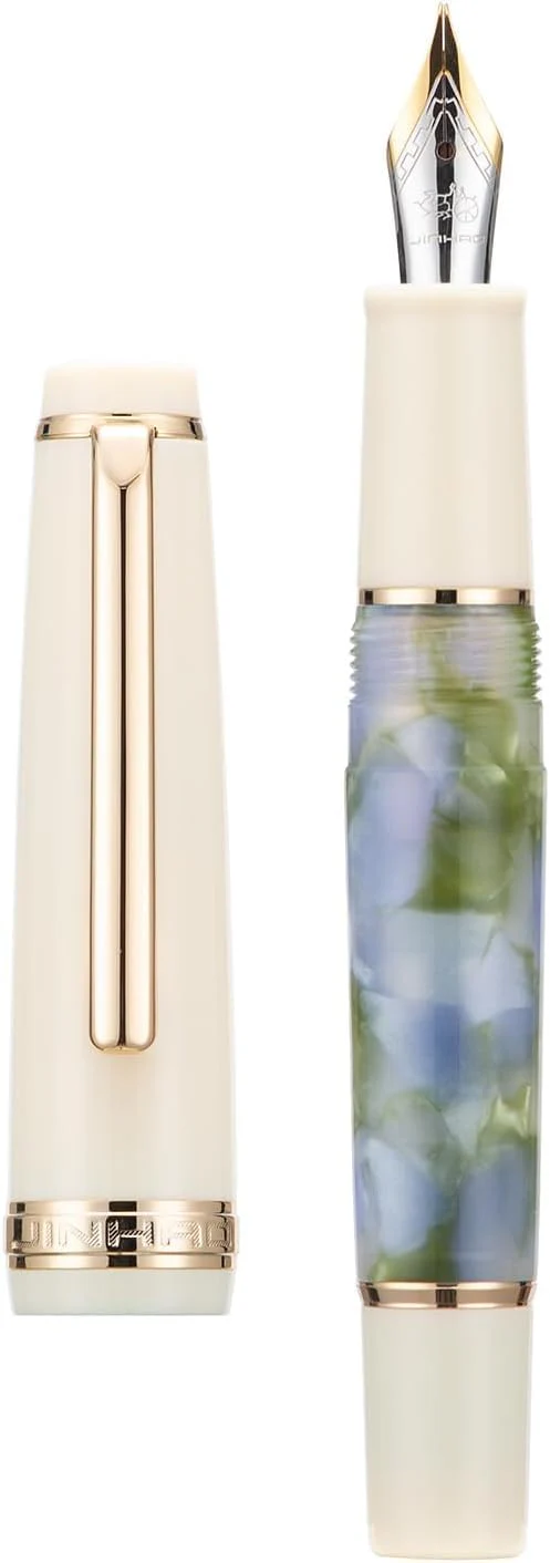 Jinhao 82 Mini Fountain Pen , Smooth Writing Pocket Pen, Gold Trim, Acrylic Purple-Green, Includes Converter - Image 4