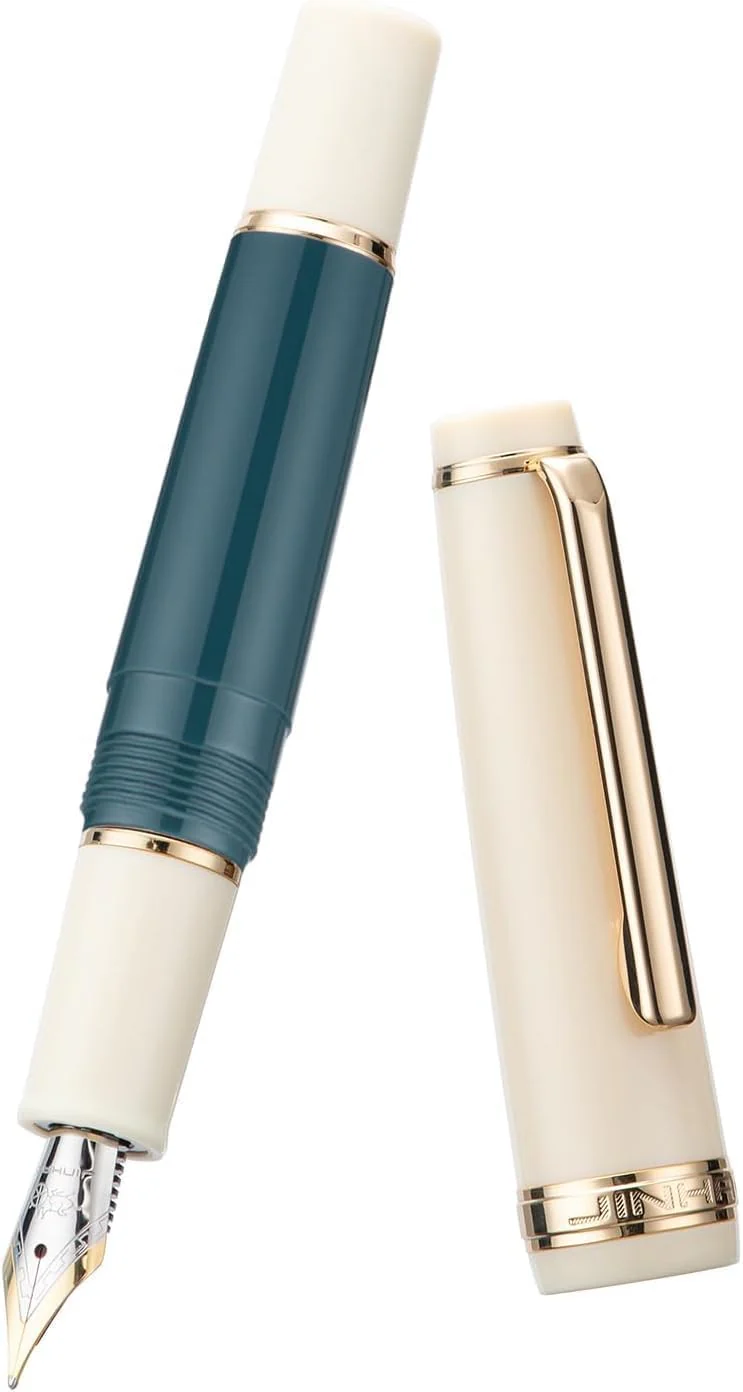 Jinhao 82 Mini Fountain Pen With Extra Fine , Smooth Writing Pocket Pen, Gold Trim, Acrylic Grey, Includes Converter - Image 3