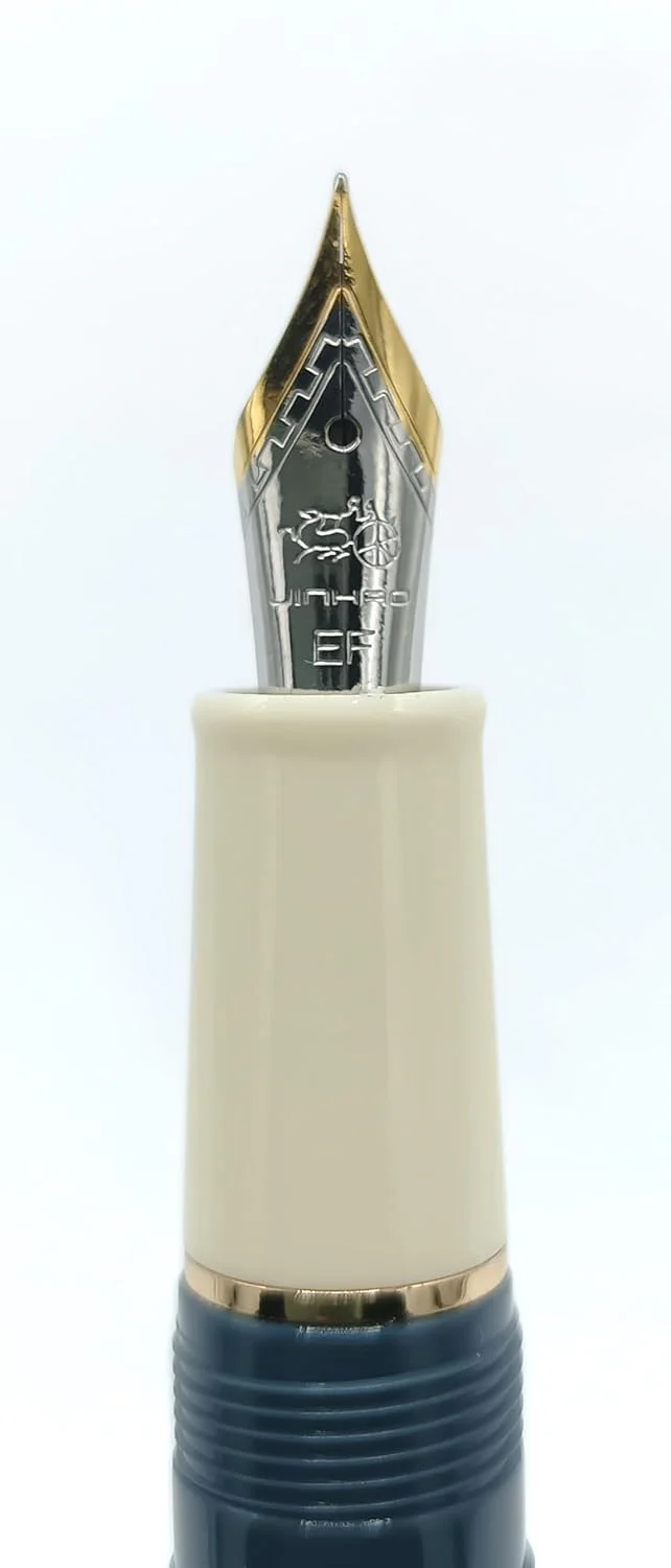 Jinhao 82 Mini Fountain Pen With Extra Fine , Smooth Writing Pocket Pen, Gold Trim, Acrylic Grey, Includes Converter - Image 4