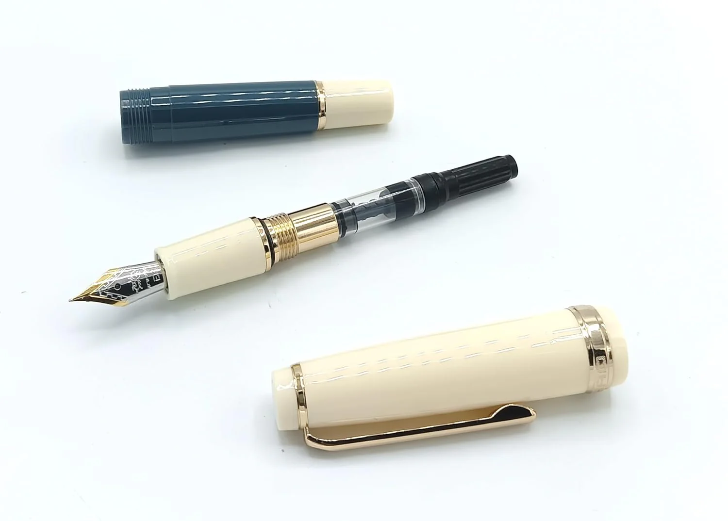 Jinhao 82 Mini Fountain Pen With Extra Fine , Smooth Writing Pocket Pen, Gold Trim, Acrylic Grey, Includes Converter - Image 5