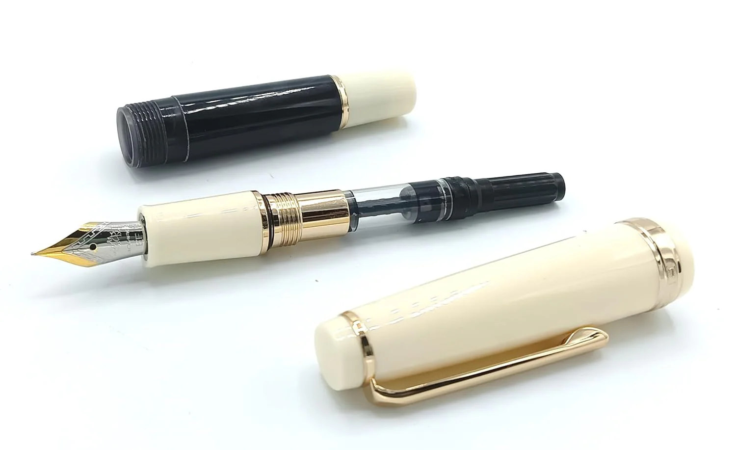 Jinhao 82 Mini Fountain Pen With Extra Fine, Smooth Writing Pocket Pen, Gold Trim, Acrylic Marble Black, Includes Converter - Image 4