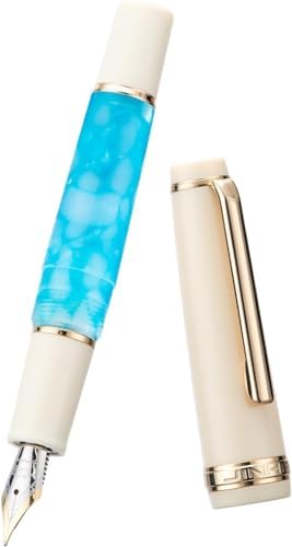 Jinhao 82 Mini Fountain Pen With Extra Fine, Smooth Writing Pocket Pen, Gold Trim, Acrylic Marble Blue, Includes Converter  No reviews - Image 4
