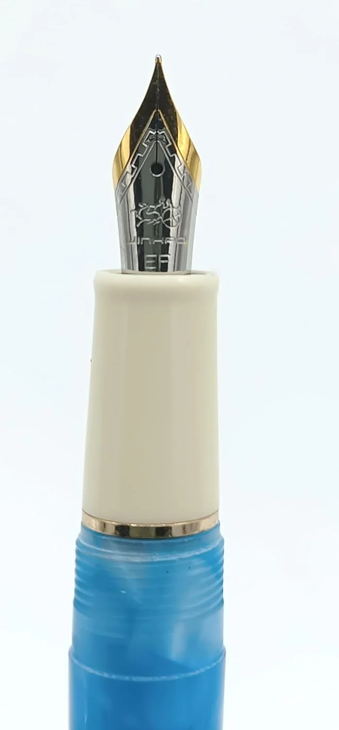 Jinhao 82 Mini Fountain Pen With Extra Fine, Smooth Writing Pocket Pen, Gold Trim, Acrylic Marble Blue, Includes Converter  No reviews - Image 5