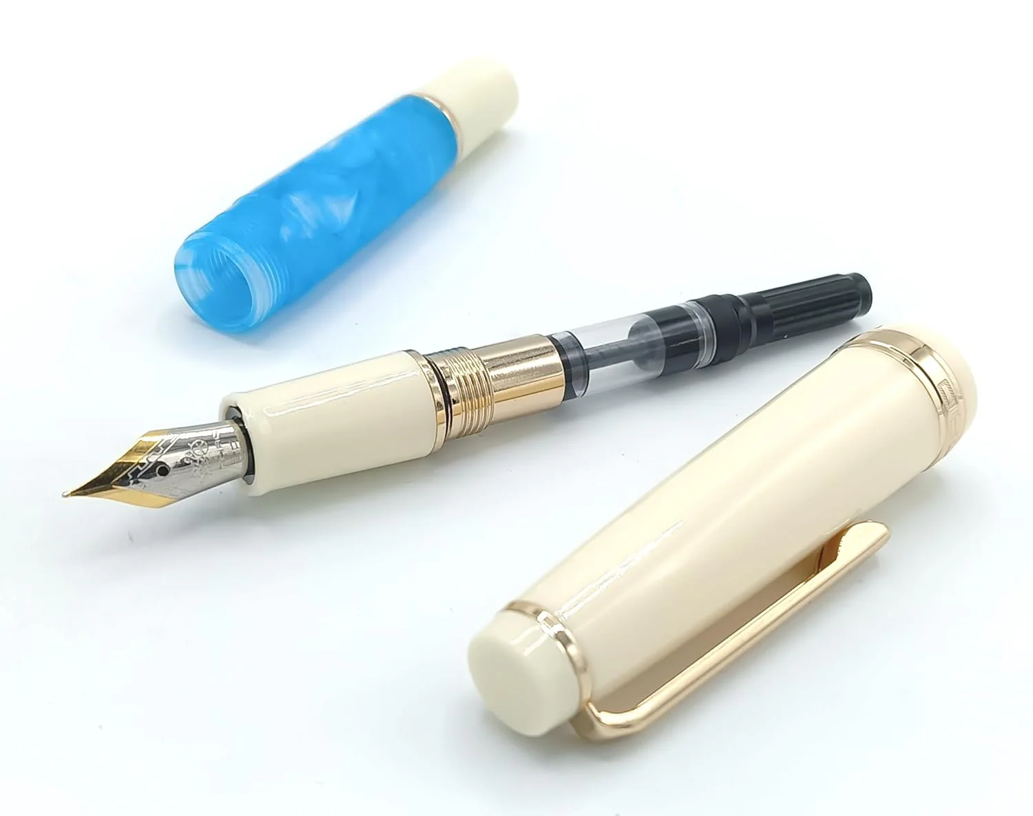 Jinhao 82 Mini Fountain Pen With Extra Fine, Smooth Writing Pocket Pen, Gold Trim, Acrylic Marble Blue, Includes Converter  No reviews - Image 6