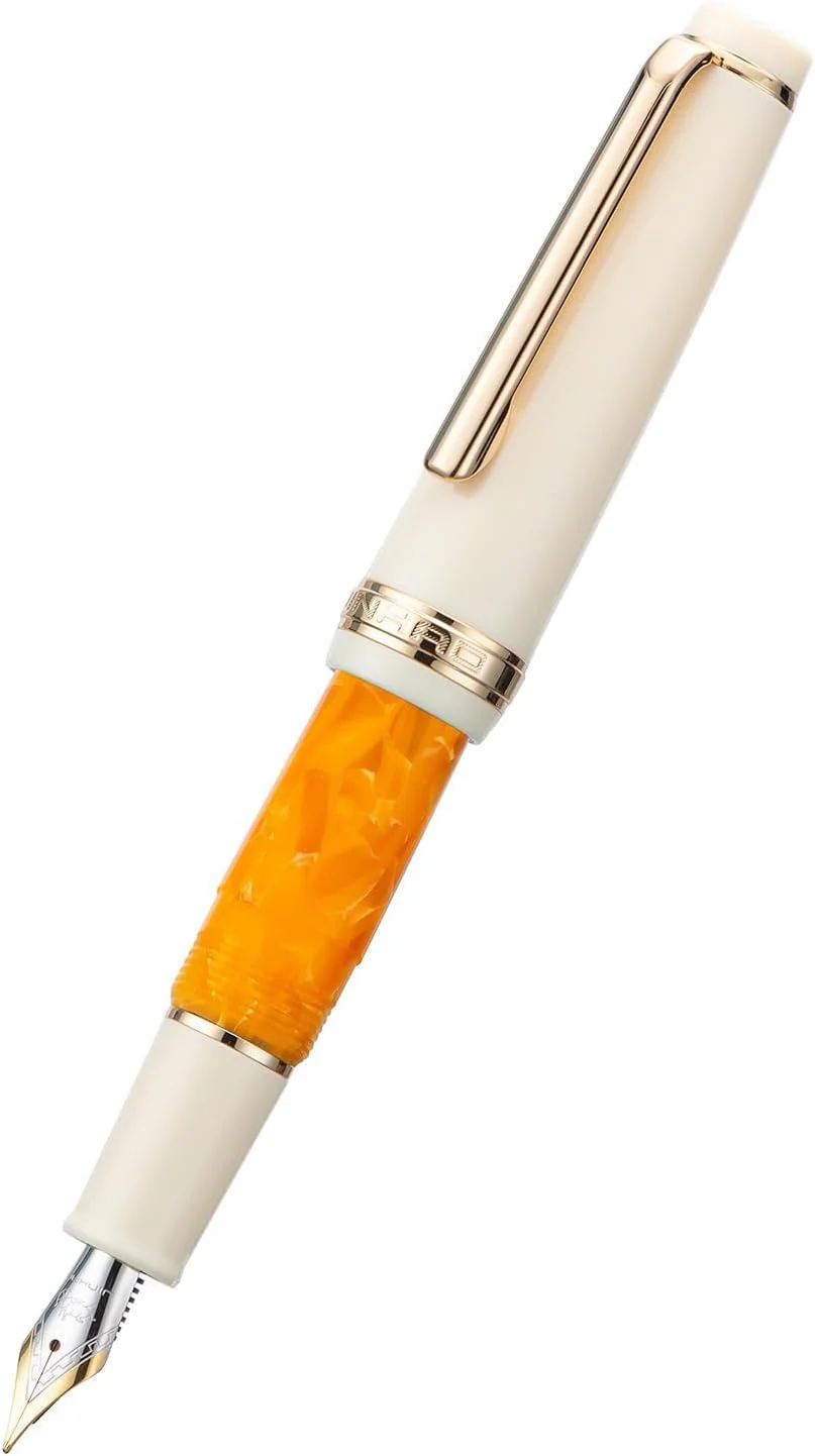 Jinhao 82 Mini Fountain Pen With Extra Fine , Smooth Writing Pocket Pen, Gold Trim, Acrylic Marble Orange, Includes Converter - Image 4
