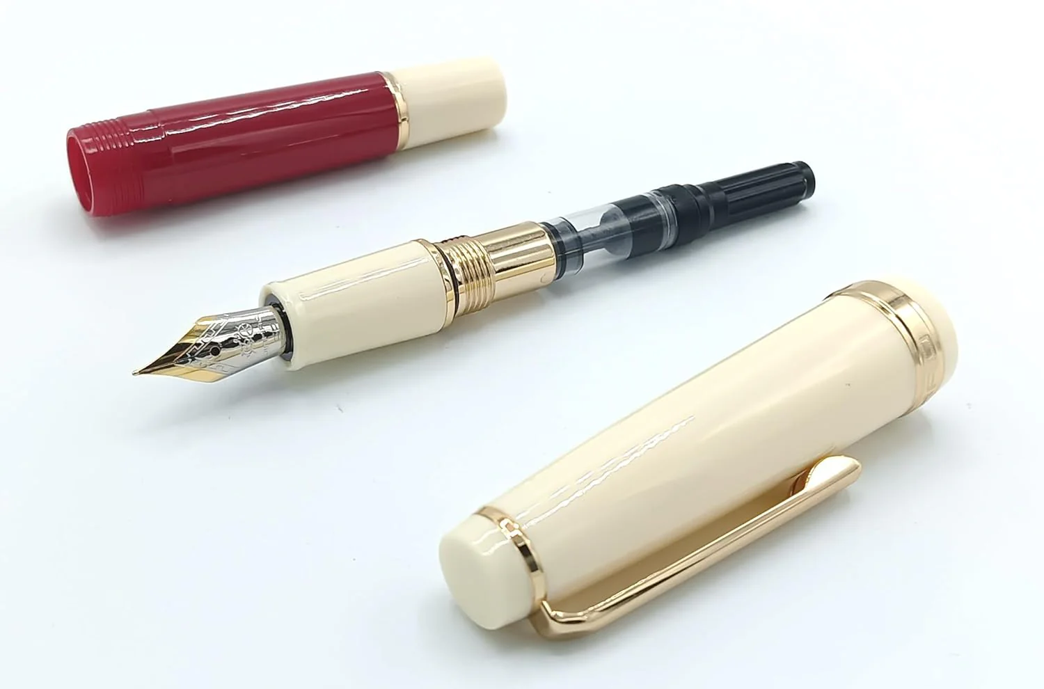 Jinhao 82 Mini Fountain Pen With Extra Fine, Smooth Writing Pocket Pen, Gold Trim, Acrylic Wine Red, Includes Converter - Image 4
