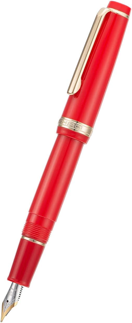 Jinhao 82 Fountain Pen with Gold Clip, Iridium Fine Nib & Ink Converter – Red - Image 3