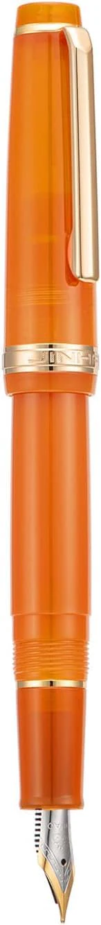 Jinhao 82 Transparent Acrylic Fountain Pen with Gold Clip, Iridium Fine Nib & Ink Converter – Orange - Image 4
