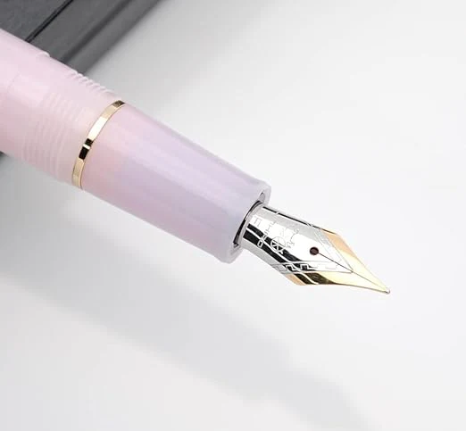 Jinhao 82 Transparent Acrylic Fountain Pen with Gold Clip, Iridium Fine Nib & Ink Converter – Pink - Image 2