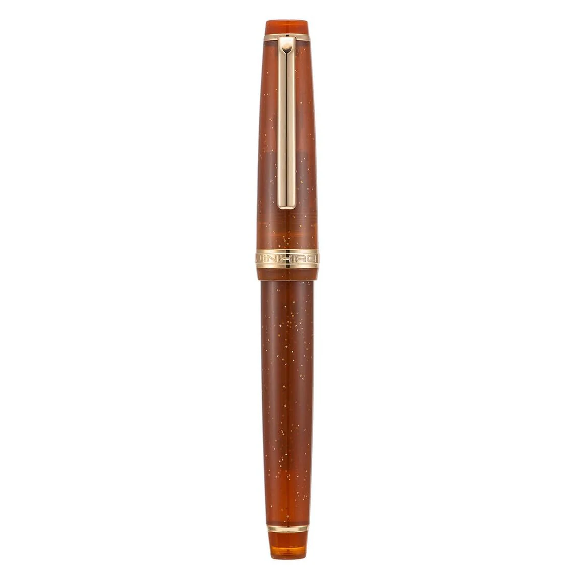 Jinhao 82 Transparent Brown Celluloid Fountain Pen with Fine Nib, Gold Clip & Ink Converter - Image 3