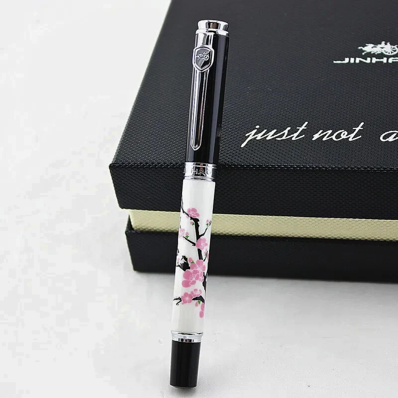 Jinhao 8802 Fountain Pen, Cherry Blossom Painting, Medium Nib, Elegant Writing Pen - Image 5