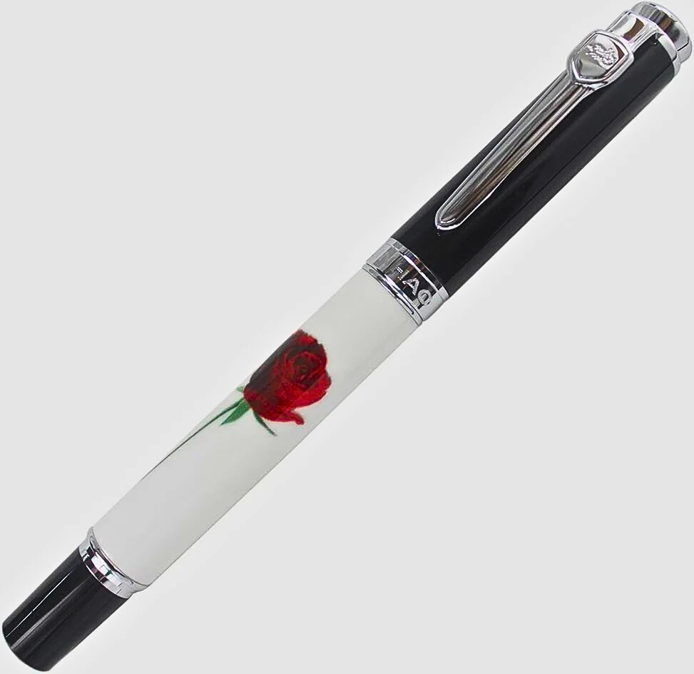 Jinhao 8802 Fountain Pen, Rose Painting, Medium Nib, Elegant Writing Pen - Image 4