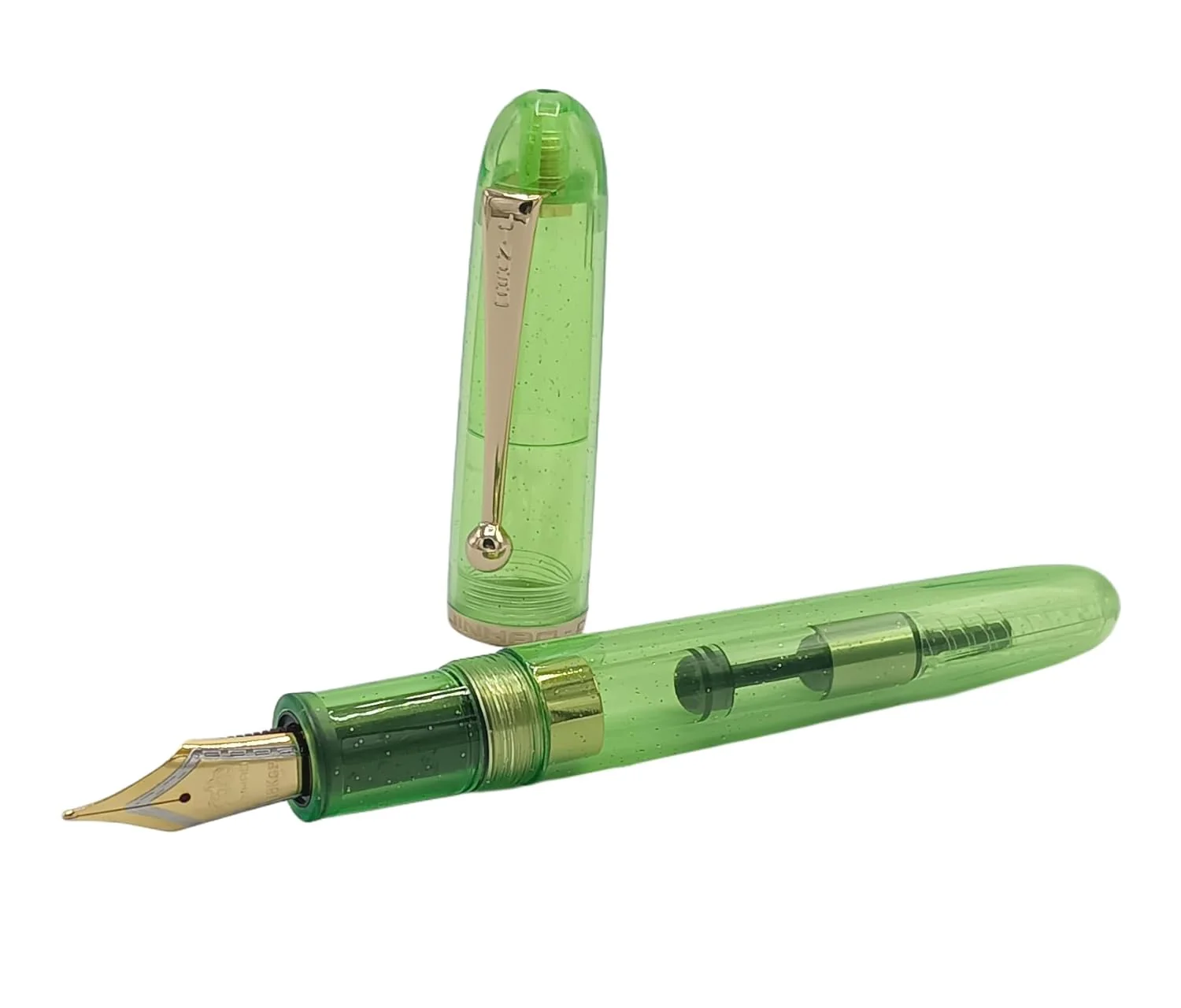 Jinhao 9013 Dadao Series Fountain Pen – Medium Nib, Transparent Green Acrylic Barrel with Gold Clip - Image 3