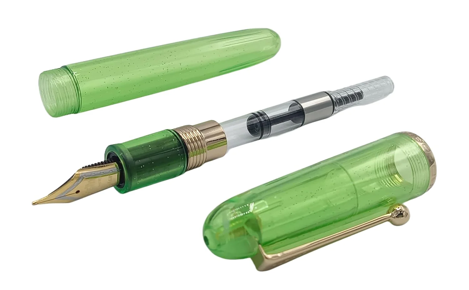 Jinhao 9013 Dadao Series Fountain Pen – Medium Nib, Transparent Green Acrylic Barrel with Gold Clip - Image 4