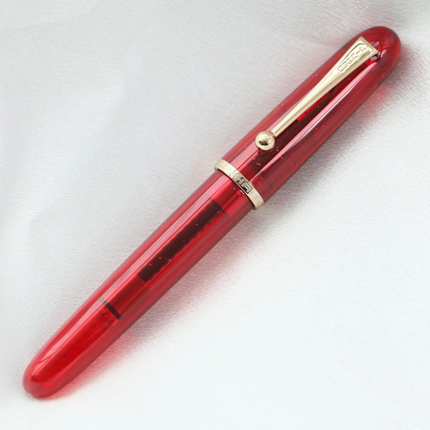Jinhao 9013 Dadao Series Fountain Pen – Medium Nib, Transparent Red Acrylic Barrel with Gold Clip - Image 4