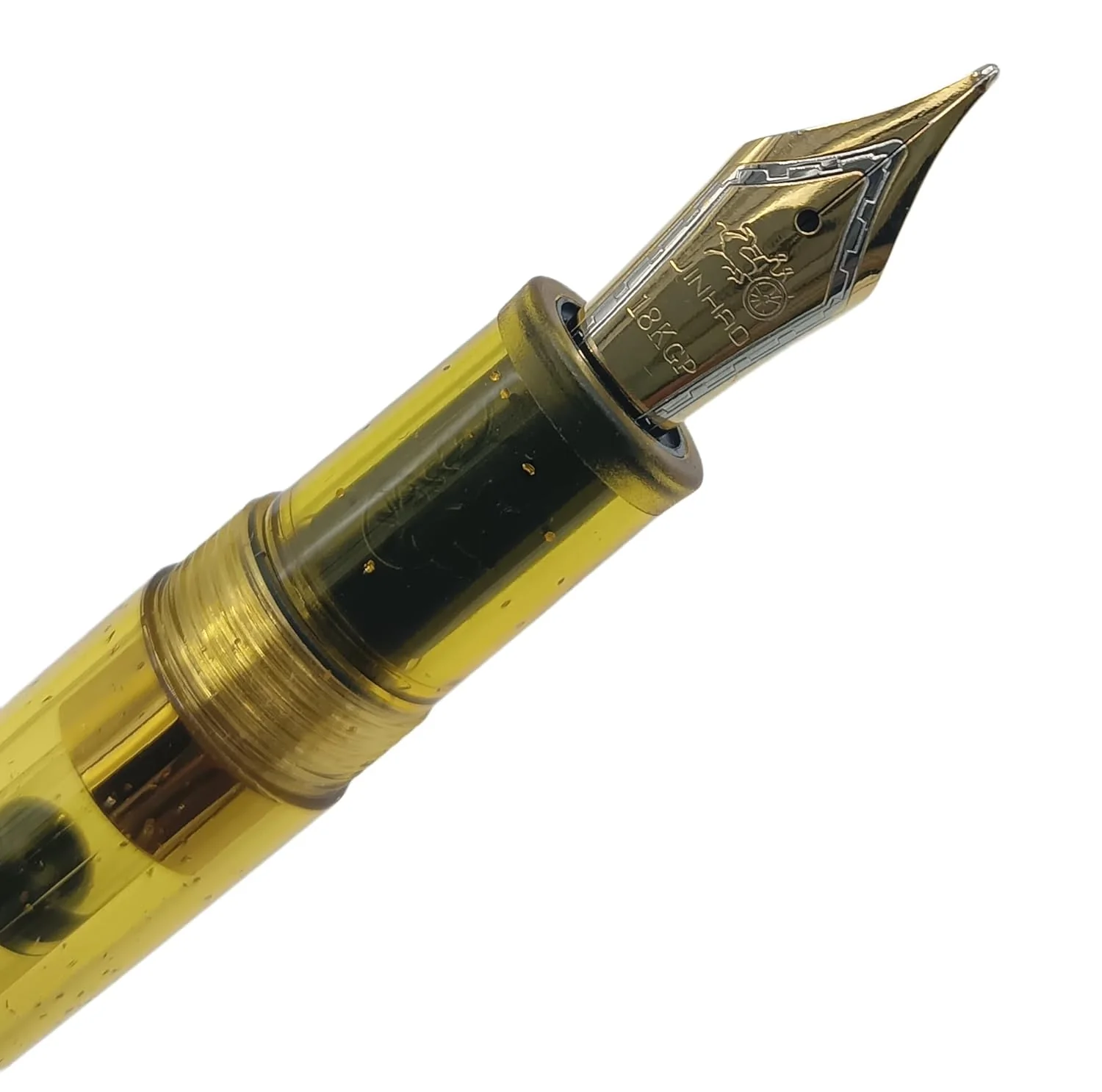 Jinhao 9013 Dadao Series Fountain Pen – Medium Nib, Transparent Yellow Acrylic Barrel with Gold Clip - Image 2