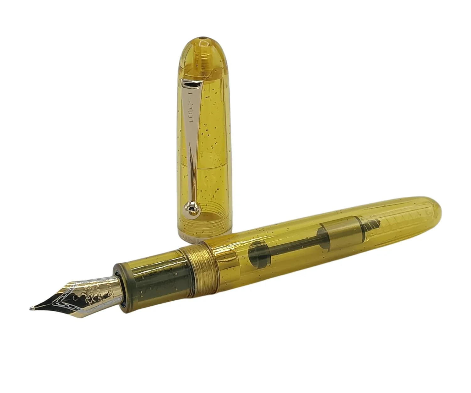Jinhao 9013 Dadao Series Fountain Pen – Medium Nib, Transparent Yellow Acrylic Barrel with Gold Clip - Image 3