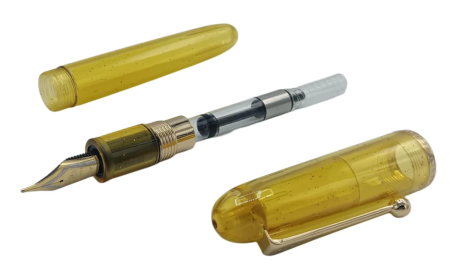 Jinhao 9013 Dadao Series Fountain Pen – Medium Nib, Transparent Yellow Acrylic Barrel with Gold Clip - Image 4