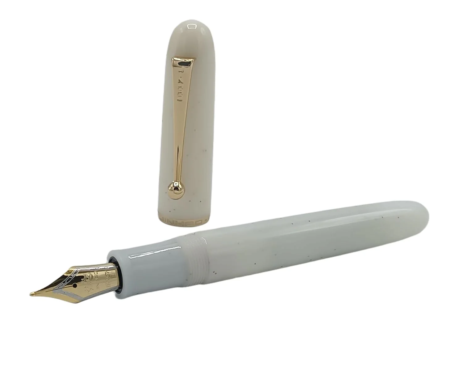 Jinhao 9013 Dadao Series Fountain Pen – Medium Nib, White Acrylic Barrel with Gold Clip - Image 2