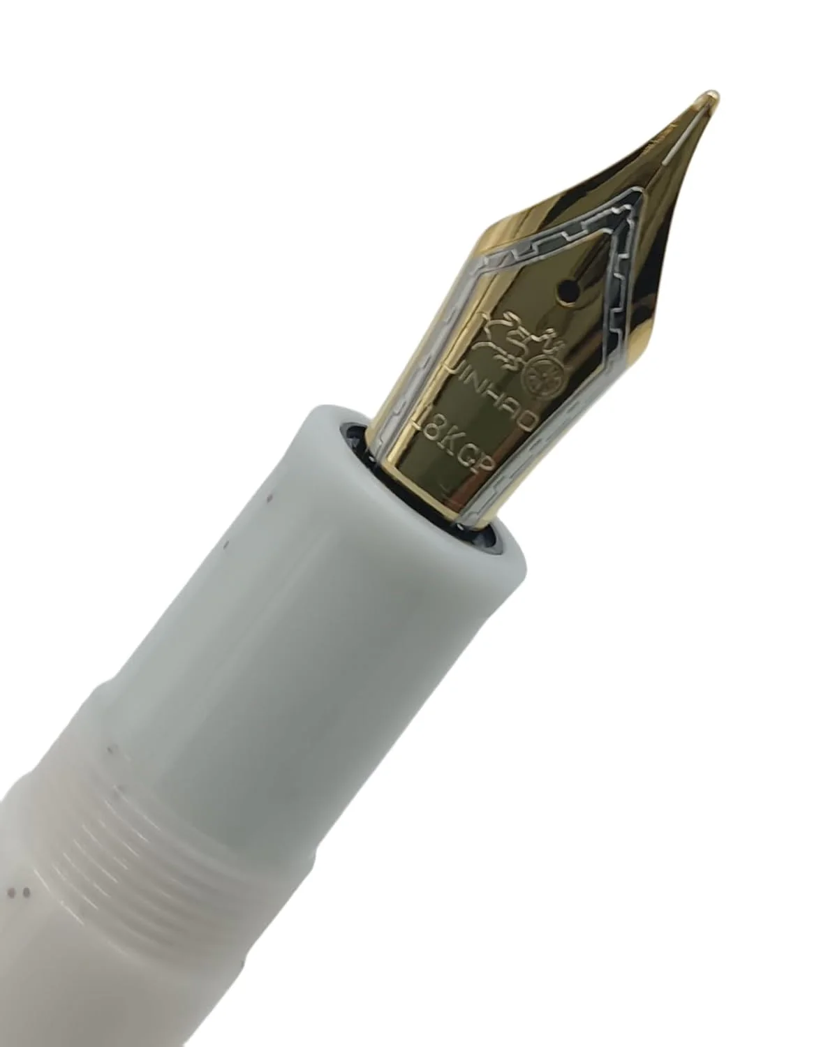 Jinhao 9013 Dadao Series Fountain Pen – Medium Nib, White Acrylic Barrel with Gold Clip - Image 3