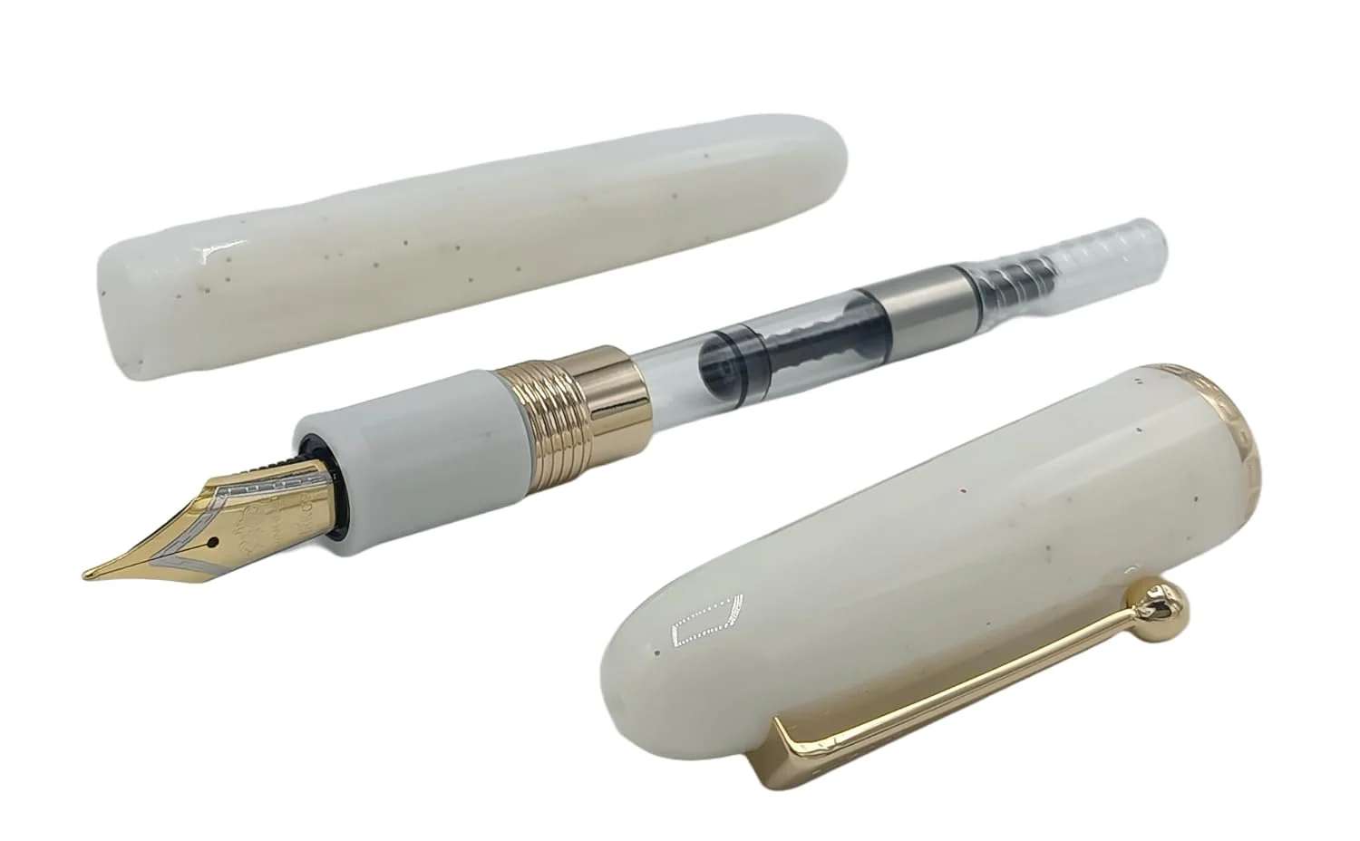 Jinhao 9013 Dadao Series Fountain Pen – Medium Nib, White Acrylic Barrel with Gold Clip - Image 4