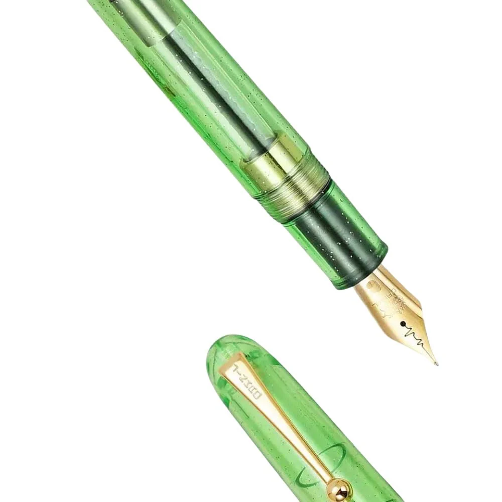 Jinhao 9013 DaDao Series Fountain Pen – Transparent Green Acrylic Body, Medium Heartbeat Nib, Includes Ink Converter - Image 2