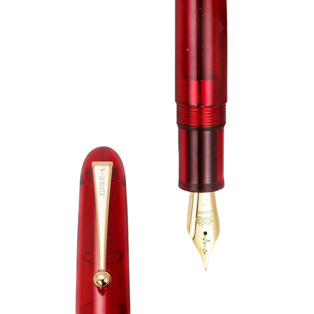 Jinhao 9013 DaDao Series Fountain Pen – Transparent Red Acrylic Body, Medium Heartbeat Nib, Includes Ink Converter - Image 2