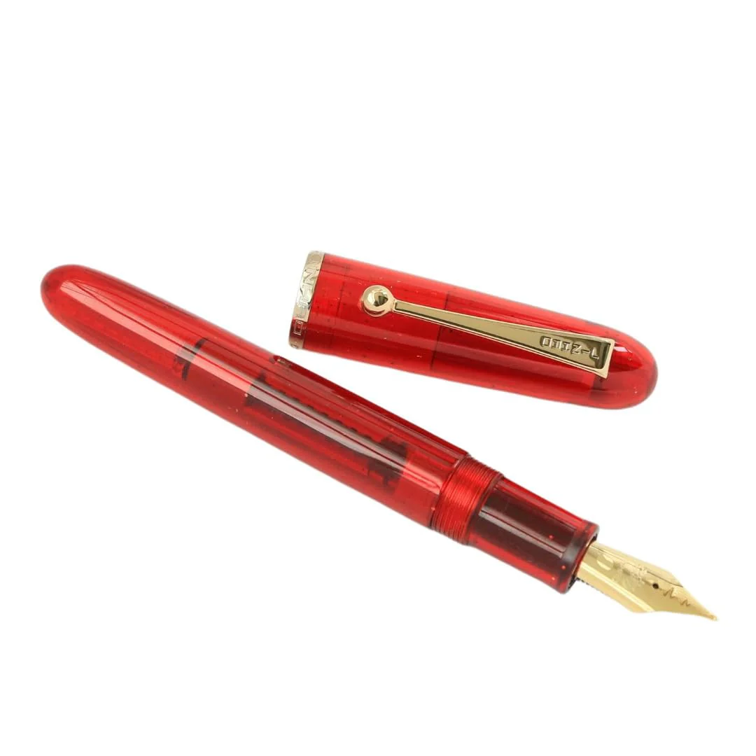 Jinhao 9013 DaDao Series Fountain Pen – Transparent Red Acrylic Body, Medium Heartbeat Nib, Includes Ink Converter - Image 3