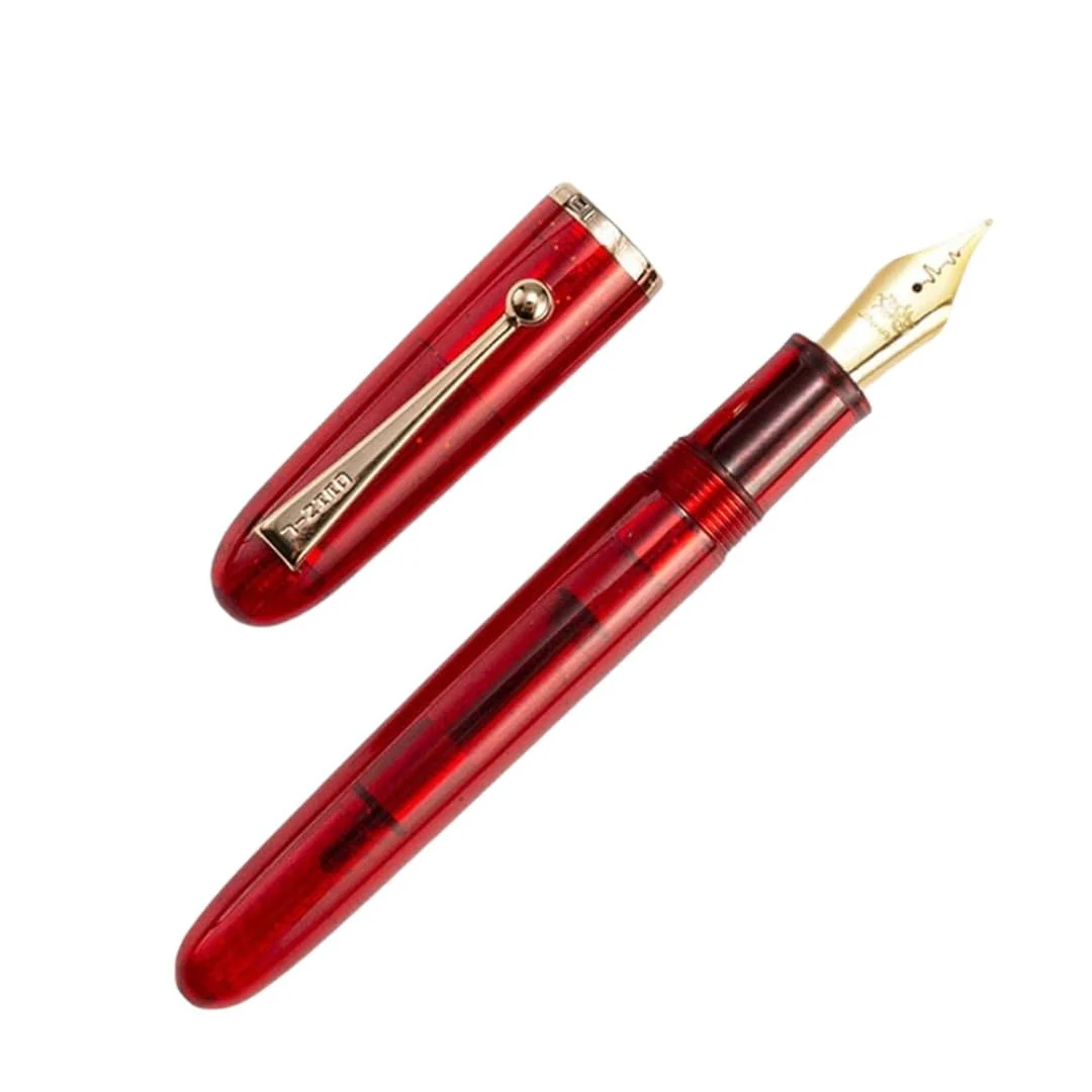 Jinhao 9013 DaDao Series Fountain Pen – Transparent Red Acrylic Body, Medium Heartbeat Nib, Includes Ink Converter - Image 4