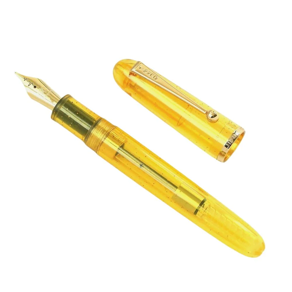 Jinhao 9013 DaDao Series Fountain Pen – Transparent Yellow Acrylic Body, Medium Heartbeat Nib, Includes Ink Converter - Image 2