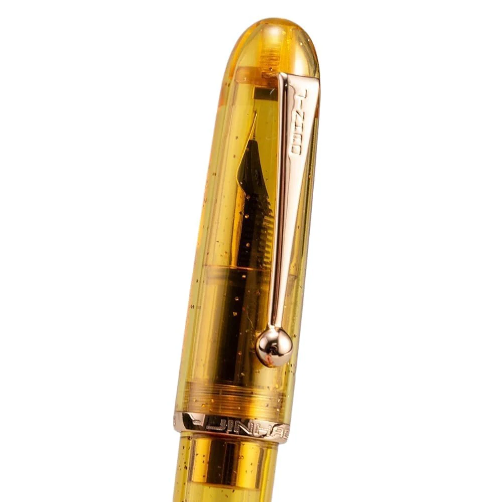 Jinhao 9013 DaDao Series Fountain Pen – Transparent Yellow Acrylic Body, Medium Heartbeat Nib, Includes Ink Converter - Image 5