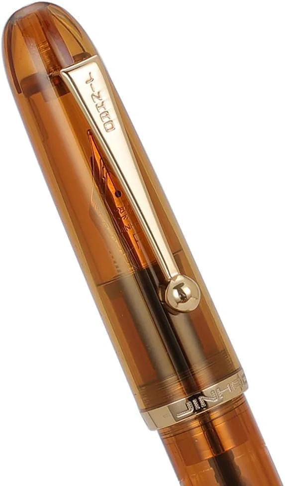 Jinhao 9016 Dadao Series Acrylic Fountain Pen – Fine/Medium Heartbeat Nib, Large Ink Capacity (Transparent Brown) - Image 5