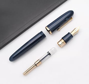 Jinhao 9019 Dadao Series Fountain Pen – #8 Medium Nib, Navy Blue Acrylic Barrel with Gold Trim And Large Ink Converter - Image 3
