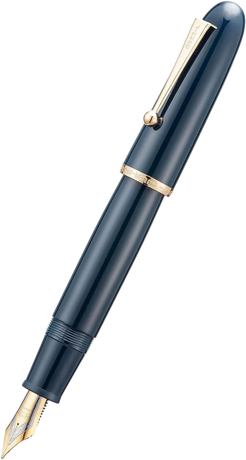Jinhao 9019 Dadao Series Fountain Pen – #8 Medium Nib, Navy Blue Acrylic Barrel with Gold Trim And Large Ink Converter - Image 4
