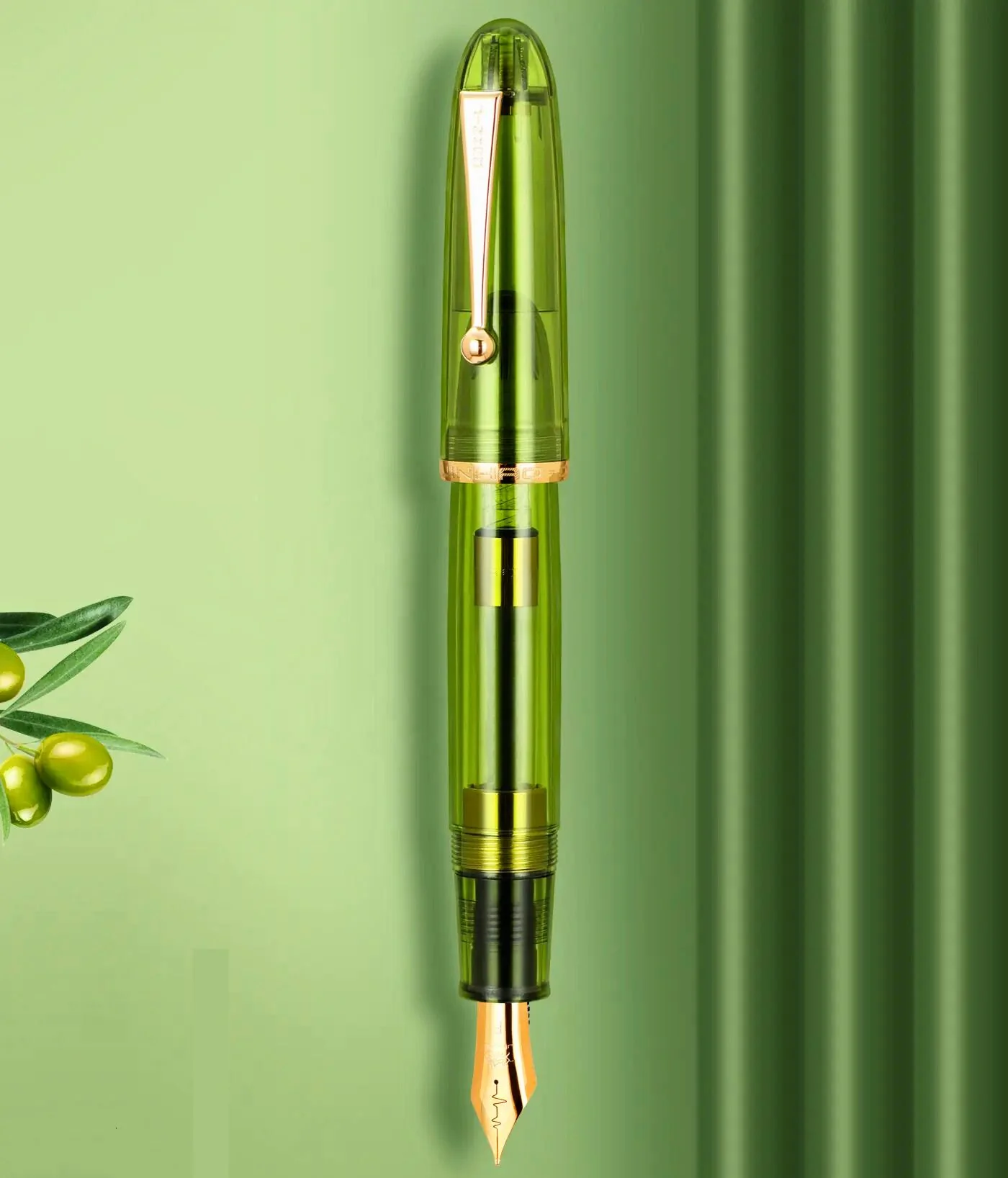 Jinhao 9019 Dadao Series Fountain Pen – #8 Heartbeat Medium Nib, Acrylic Barrel with Gold Trim And Large Ink Converter - Image 5