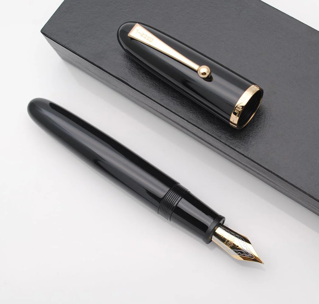 Jinhao 9019 Dadao Series Fountain Pen – #8 Medium Nib, Black Acrylic Barrel with Gold Trim And Large Ink Converter - Image 3
