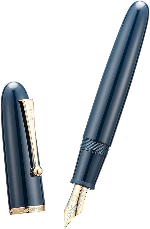 Jinhao 9019 Navy Blue Fountain Pen – 0.38mm Extra Fine Nib, Gold Trim With Large Ink Converter - Image 6