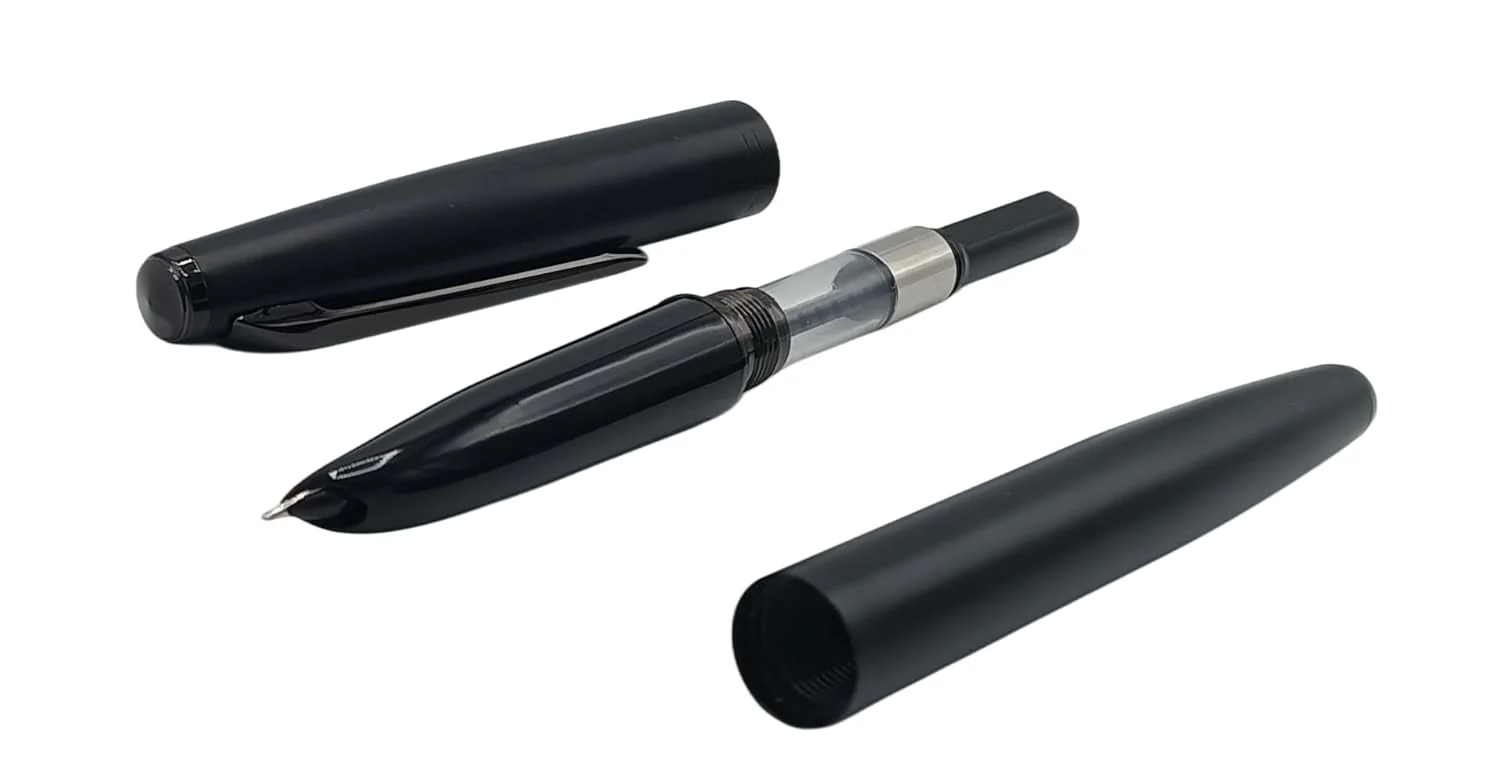 Jinhao 911 Matt Black Fountain Pen – Extra Fine Nib, Metal Body, Classic Design with Black Trim & Converter - Image 2