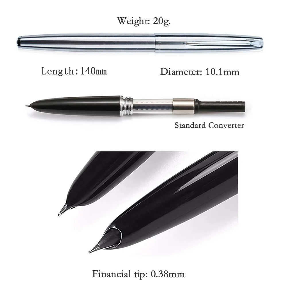 Jinhao 911 Stainless Steel Fountain Pen – Extra Fine Nib, Metal Body, Classic Design with Converter - Image 4